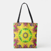 Retro Mandala Flower Yellow Oranje Green and Pink Draagtas (Achterkant)