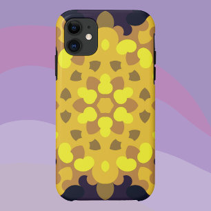 Retro Mandala Flower Yellow Paars and Green iPhone 11 Hoesje