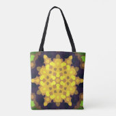 Retro Mandala Flower Yellow Paars and Green Draagtas (Achterkant)
