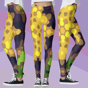 Retro Mandala Flower Yellow Paars and Green Leggings