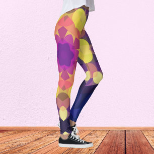 Retro Mandala Flower Yellow Pink en Paars Leggings