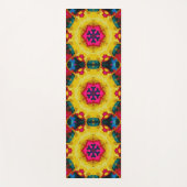 Retro Mandala Geel Blauw en roze Yogamat (Voorkant)