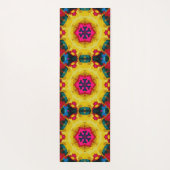 Retro Mandala Geel Blauw en roze Yogamat (Achterkant)