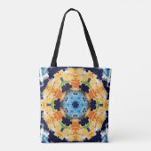 Retro Mandala Geel Blauw en Sinaasappel Draagtas (Achterkant)