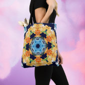 Retro Mandala Geel Blauw en Sinaasappel Draagtas