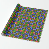 Retro Mandala Groen Blauw en Roze Cadeaupapier (Uitgerold)