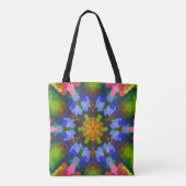 Retro Mandala Groen Blauw en Roze Draagtas (Achterkant)