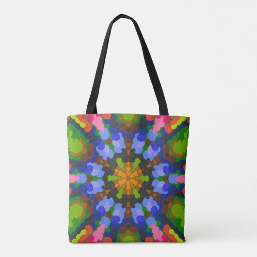 Retro Mandala Groen Blauw en Roze Draagtas (Achterkant)
