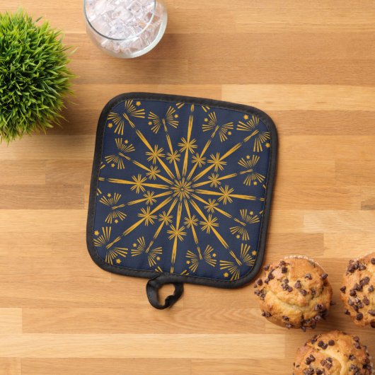 Retro Mandala Midnight Pot Holder Pannenlap (Top down)