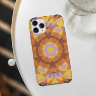Retro Mandala Oranje blauw en geel iPhone 11 Hoesje