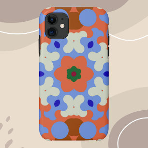 Retro Mandala Oranje blauw en geel iPhone 11 Hoesje