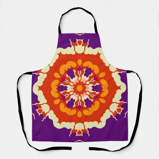 Retro Mandala Paarse rood en Sinaasappel Schort (Voorkant)