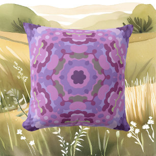 Retro Mandala Paarse roze en blauw Kussen