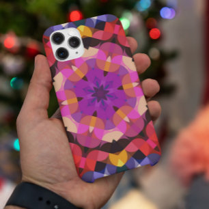 Retro Mandala Paarse roze en geel iPhone 11 Hoesje