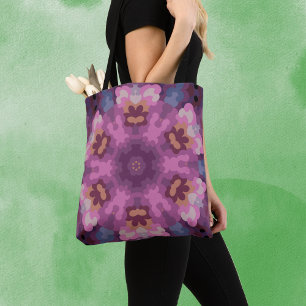 Retro Mandala Paarse Roze en Sinaasappel Draagtas