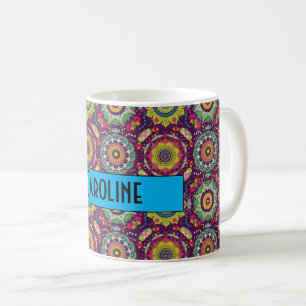 Retro Mandala Patroon Persoonlijk Koffiemok