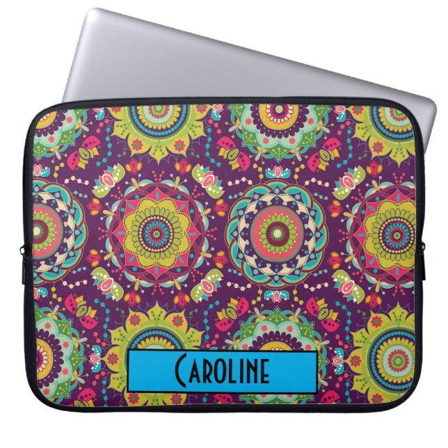 Retro Mandala Pattern Laptop Sleeve (Voorkant)