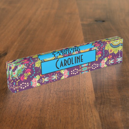 Retro Mandala Pattern Naambordje (Zijkant)