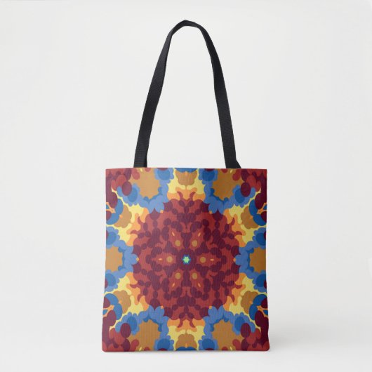 Retro Mandala Rood Blauw en Geel Draagtas (Voorkant)