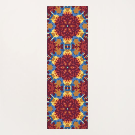 Retro Mandala Rood Blauw en Geel Yogamat (Achterkant)