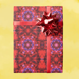 Retro Mandala rood en Paarse Cadeaupapier