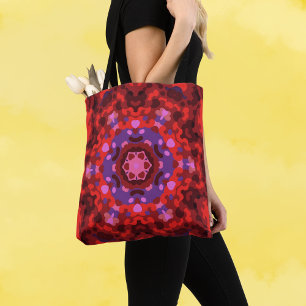 Retro Mandala rood en Paarse Draagtas