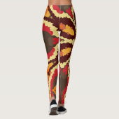 Retro Mandala rood Sinaasappel en bruin Leggings (Achterkant)