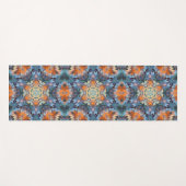 Retro Mandala Sinaasappel blauw en geel Yogamat (Voorkant (horizontaal))