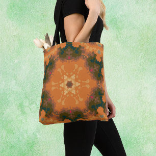 Retro Mandala Sinaasappel en geel Draagtas