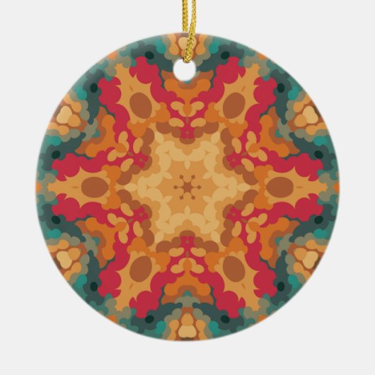 Retro Mandala Sinaasappel geel en blauw Keramisch Ornament (Voorkant)