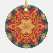 Retro Mandala Sinaasappel geel en blauw Keramisch Ornament (Achterkant)