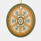 Retro Mandala Sinaasappel groen en wit Keramisch Ornament (Links)
