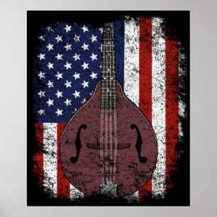 Retro Mandolin Gift  Country Music American Poster