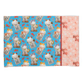 Retro Maneki Neko Japans Waving Lucky Cat Koi Kussensloop (Voorkant-Rechts)