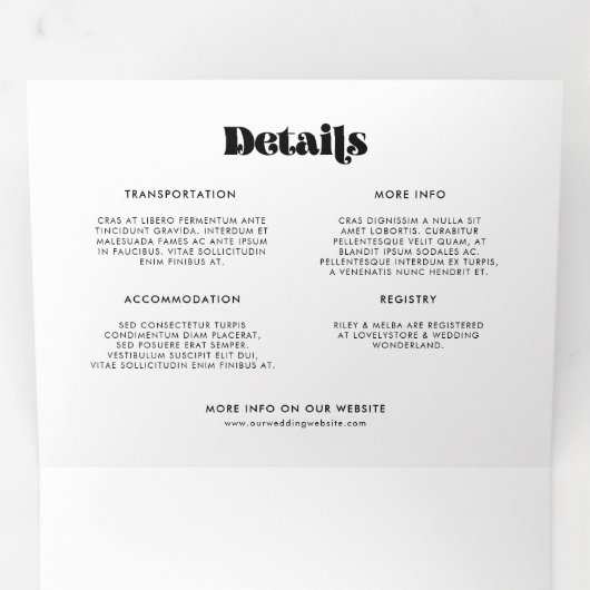  retro manuscript Alle in één bruiloft Drieluik Uitnodiging (Binnenzijde eerst)