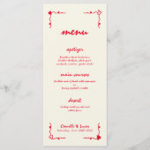Retro manuscrit Whimsical Red Menu Mariage (Devant)