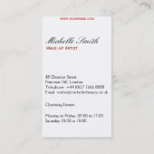 Retro Maquillage artiste design carte de visite (Dos)