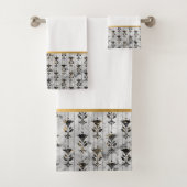 RETRO MARBLE GRAY BLACK MONOCHROME BATHROOM SET BAD HANDDOEK (Insitu)