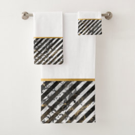 RETRO MARBLE STRIPE WHITROOM BATHROOM TOWEL SET BAD HANDDOEK