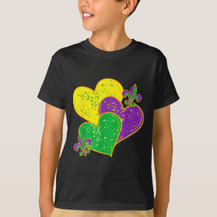 Retro Mardi Gras 2025 Schattige Harten Valentijn V T-shirt