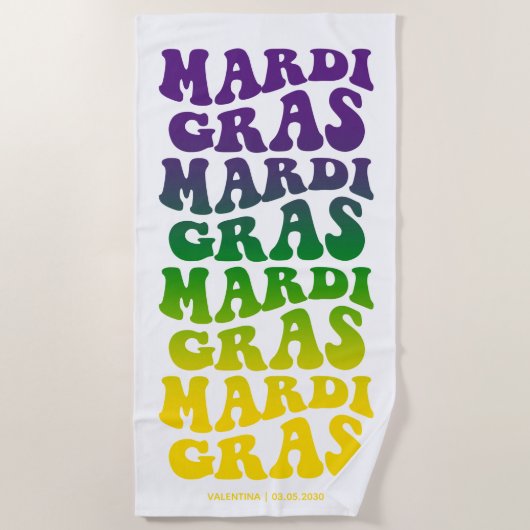 Retro Mardi Gras Ombre Text Strandlaken (Voorkant)