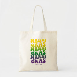 Retro Mardi Gras Ombre Text Tote Bag