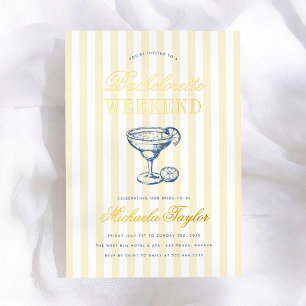 Retro Margarita Preppy Gouden Bruidsmeisjes Weeken Folie Uitnodiging