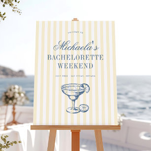 Retro Margarita Preppy Vrijgezellenfeest Welkom Poster