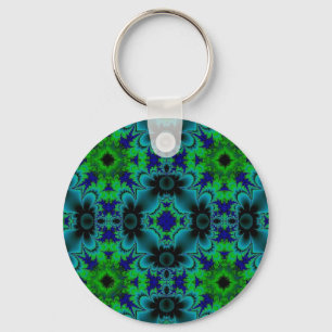Retro Margeriten - Artdeco in grün blau schwarz Sleutelhanger