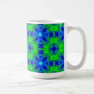 Retro Margeriten u. Sterne Artdeco in grün blau Koffiemok