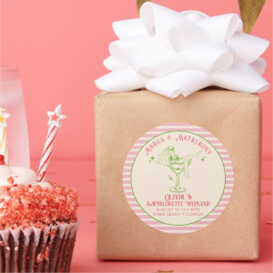 Retro Margs & Matrimony Bruidsfeest Favor Ronde Sticker