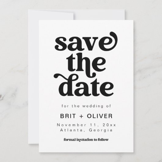 Rétro Mariage Enregistrer La Carte Date (Devant)