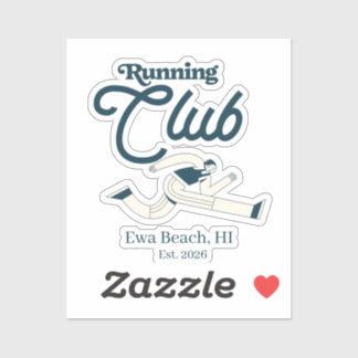 Retro Marineblauw Hardloopclub Persoonlijke Grafis Sticker