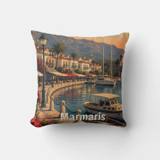 Retro Marmaris Turkije Reisposter Worpkussen Kussen